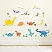 DECOWALL DW-1703 Colourful Dinosaur Kids Wall Stickers Wall Decals Peel and Stick Removable Wall Stickers for Kids Nursery Bedroom Living Room d?cor Dino Boys Art Baby playroom Vinyl Decorations