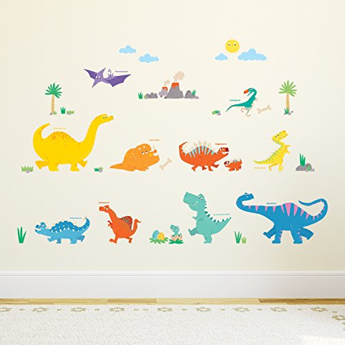 DECOWALL DW-1703 Colourful Dinosaur Kids Wall Stickers Wall Decals Peel and Stick Removable Wall Stickers for Kids Nursery Bedroom Living Room d?cor Dino Boys Art Baby playroom Vinyl Decorations - Image 4