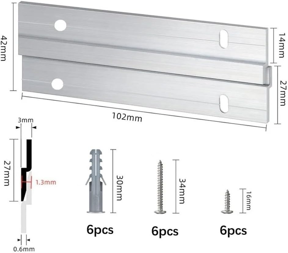 3-Pack Heavy-Duty Iron Z-Clamp Wall Mounting Brackets for Picture Frames, Mirrors, Whiteboards & Shelves – Includes 6 Self-Tapping Screws, 6 Self-Drilling Screws, 6 Expansion Anchors, 3 Levels