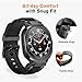 amBand for Samsung Galaxy Watch Ultra (2025/2024) Bands for Men, Metal Connector Rugged Strap for Galaxy Watch 7 Ultra 47mm, Sport Accessories with 9H Tempered Glass Screen Protector - Black/Black