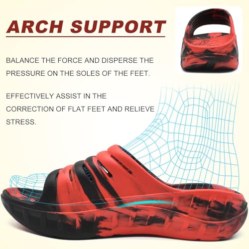 Image of KuaiLu Mens Recovery Sandals Orthotic Arch Support Open Toe Sport Slides Thick Cushion Orthopedic Plantar Fasciitis Slip On Wide Width Summer Pool Beach Waterproof