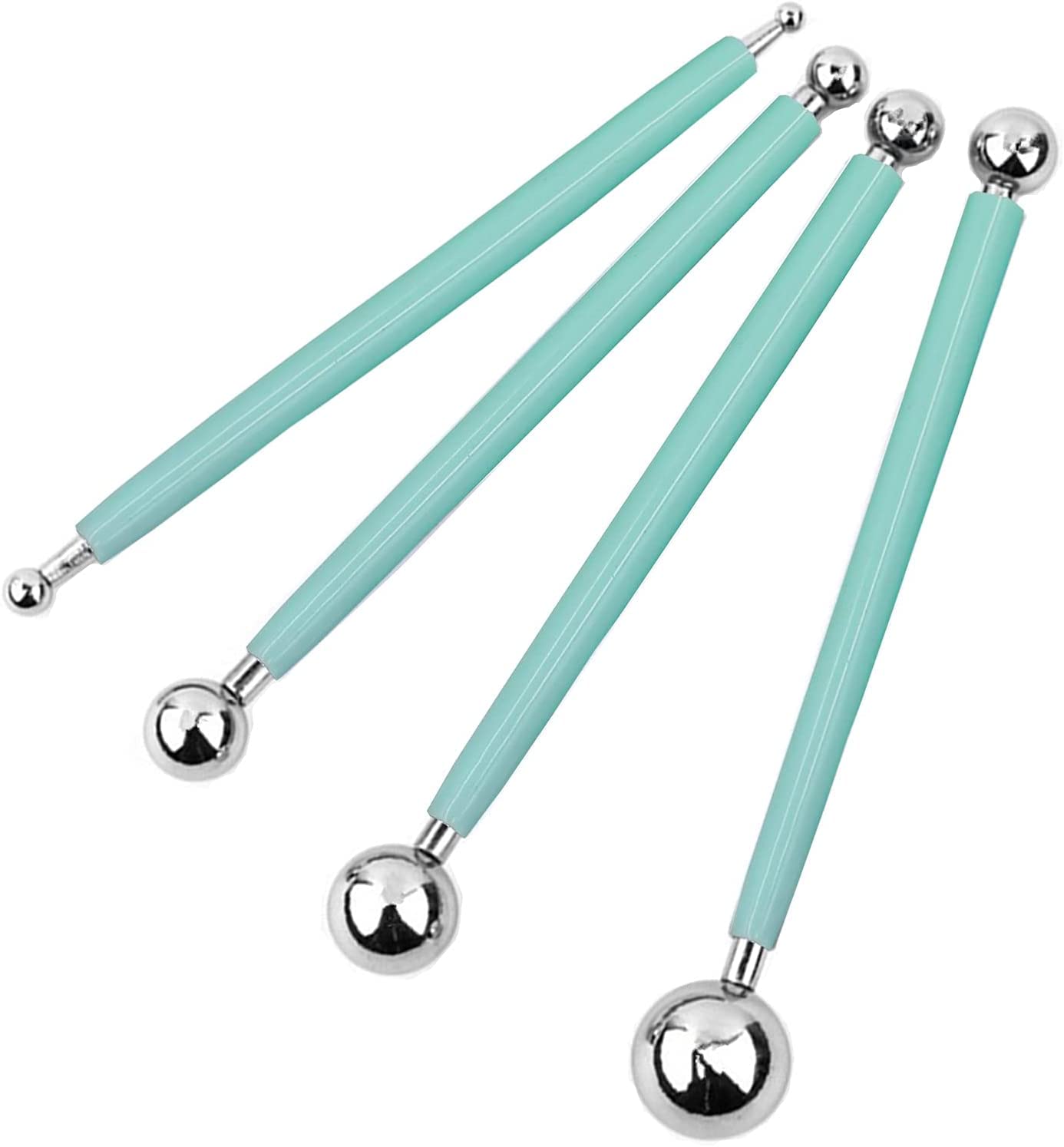 KRAFTMASTERS Set of 4 Modeling Ball Tools, 8 Ball Stainless Steel Dotting Modeling Tools Clay Ceramics Pottery Carving Tool Embossing Sculpting Set-picture-23