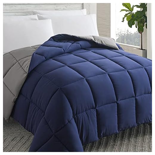 Cosybay Down Alternative Comforter (Blue/Grey, Full) - All Season Soft Quilted Full Size Bed Comforter - Duvet Insert with Corner Tabs -Winter Summer Warm Fluffy, 82x86 inches