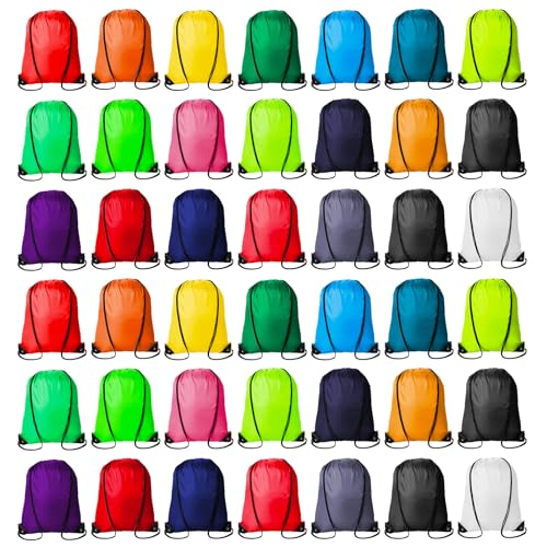 42 Pcs Drawstring Backpack Bags Sack Pack Cinch Tote Sport Storage Polyester Bag for Gym Traveling（20 Colors）