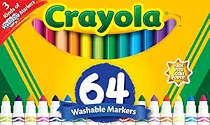 Crayola Washable Broad Line Marker Variety Set (64ct), Ultra-Clean, Window, & Gel FX Markers for Kids, Coloring Supplies for Arts & Crafts, Ages 3, 4, 5