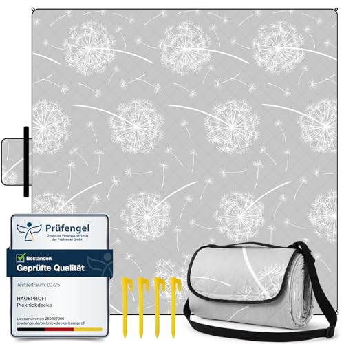 HAUSPROFI Picknickdecke Wasserdicht Stranddecke Sandfrei 200x300 Outdoor Teppich Picnic Blanket XXL Extra Große Campingdecke Ultraleicht Tragbare Grau