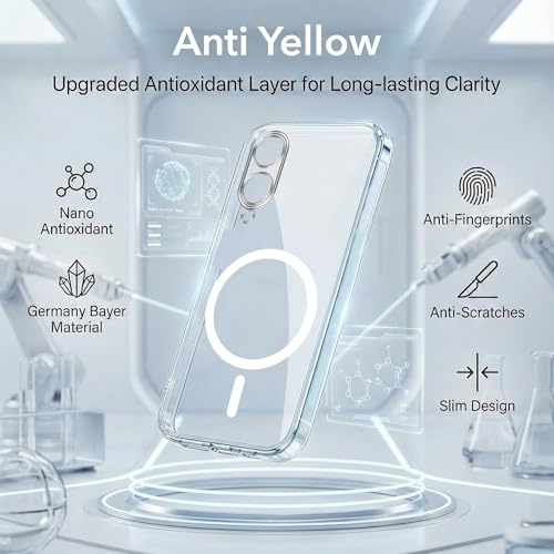 Image of Jkobi Lifetime Anti-Yellow MagSafe Compatible Clear Back Cover Case for Vivo Y17s (Sleek Hard Crystal | Shockproof and Camera Protection)