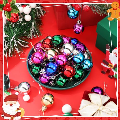 Mini boules de Noël à paillettes multicolores de style clair pour décoration chic - 7