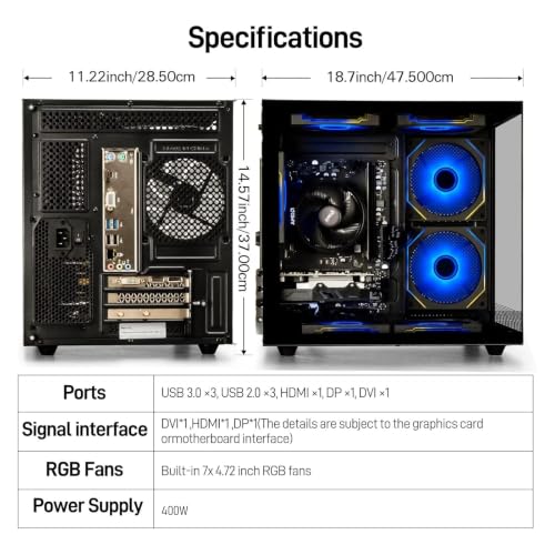 Image of suevery Pre Built Desktop Computer Gaming PC, Black | 16G Memory, 512G SSD, AMD Ryzen5 6Cores 3.6G Up to 4.1G, AMD Radeon 4G Graphics Card, Wi-Fi6 Home