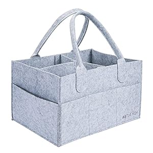 WATER HIGH Baby Diaper Caddy Felt Nappy Organiser Portable Wipes Bag with Changeable Compartments for Car Travel…