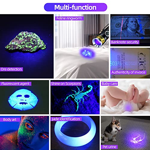 Darkdawn Uv 395Nm Light Flashlights Usb Rechargeable Ultraviolet Led Blacklight Mini Wood’s Lamp Portable Blacklight For Cat Urine Detection Dry Stains, Uranium Glass, Leak Detection, D15 395 Nm #TOP5