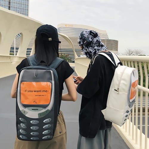 Stylish Phone Shaped Backpack Laptop Knapsack for Hiking, Travel, Funny Telephone bag Novel Unique Leather Backpacks (BLACK)4