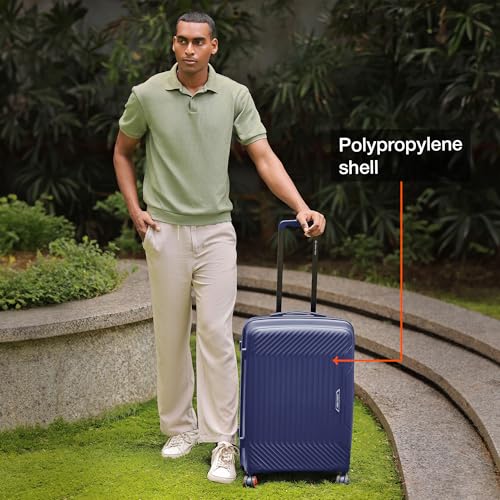 Image of Nasher Miles Coorg Hard-Sided Polypropylene Check-in Luggage 28 inch | 75cm | 8 Wheels Large Trolley Bag for Travel | Suitcase (Navy Blue)