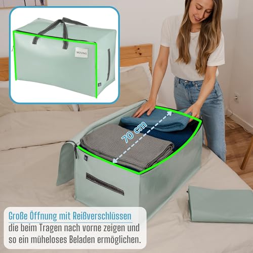 VENO 102 Liter Große Aufbewahrungstasche mit Deckel, Strapazierfähige Griffe und Reißverschlüssen für Umzug, Kleideraufbewahrung… – Ansicht 3