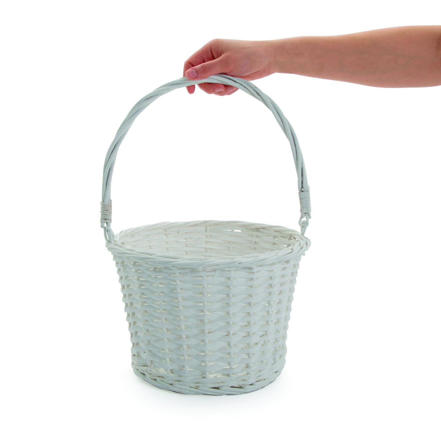 White Easter Basket, Woven Wood, 12