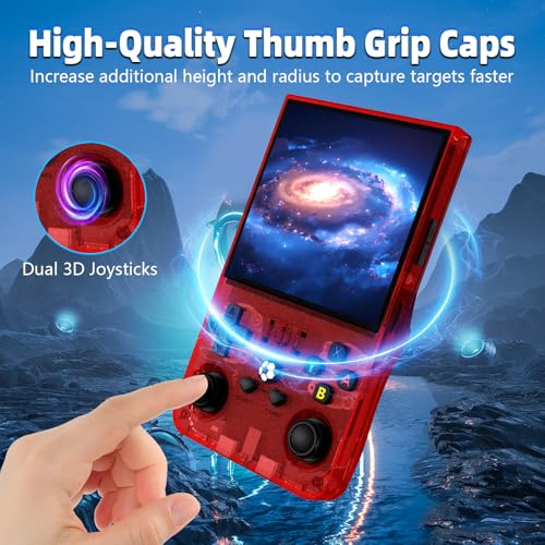 Image of R36MAX Retro Handheld Game Console, 4.0 Inch IPS Screen Retro Gaming Console,Linux System, 4000mAh Battery Portable Pocket Mini Arcade, Built-in 128G (Red)