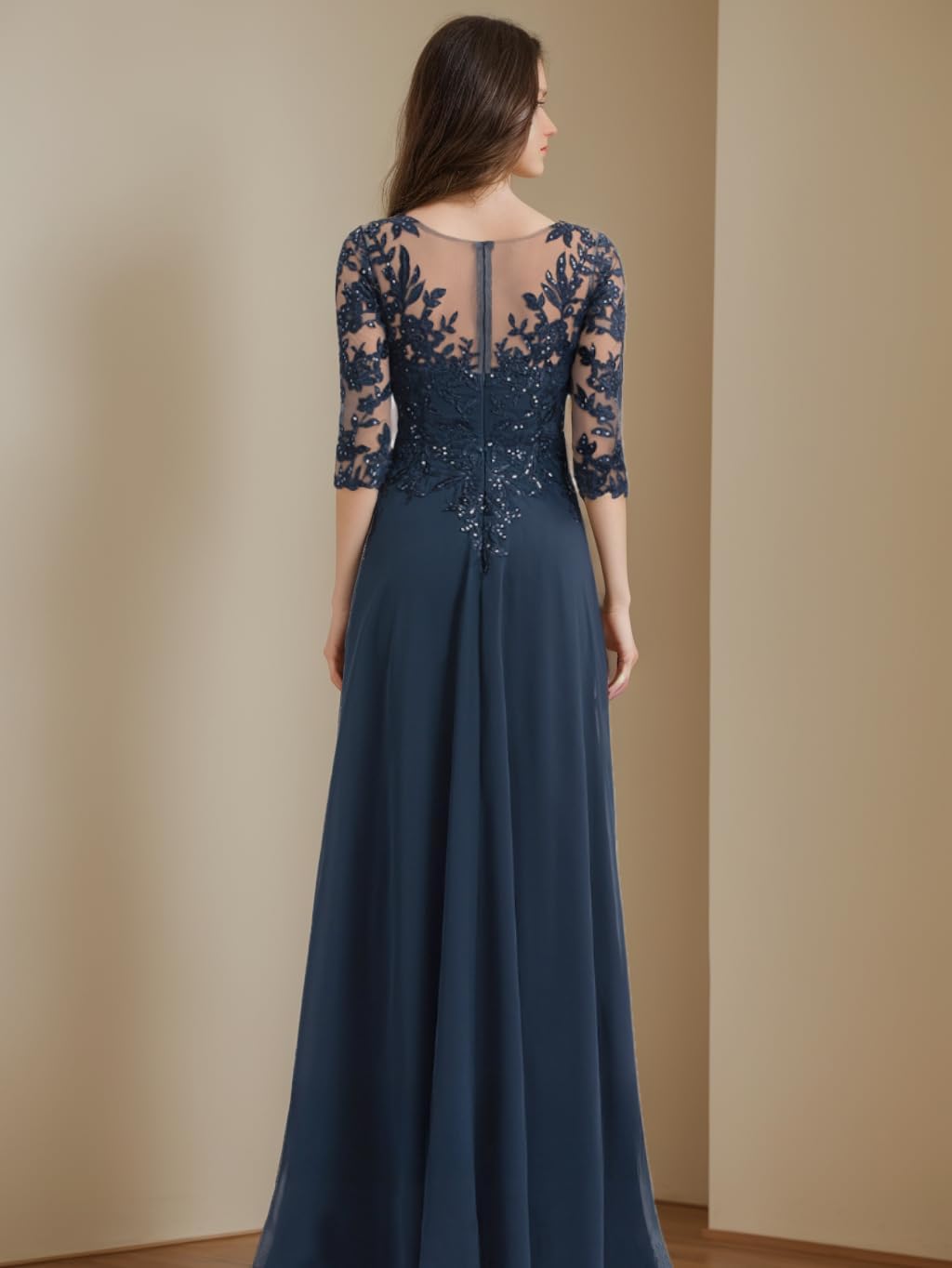 Sequin Lace Mother of The Bride Dresses for Women 3/4 Sleeves Mother of The Groom Dresses Chiffon Formal Dress - Image 2