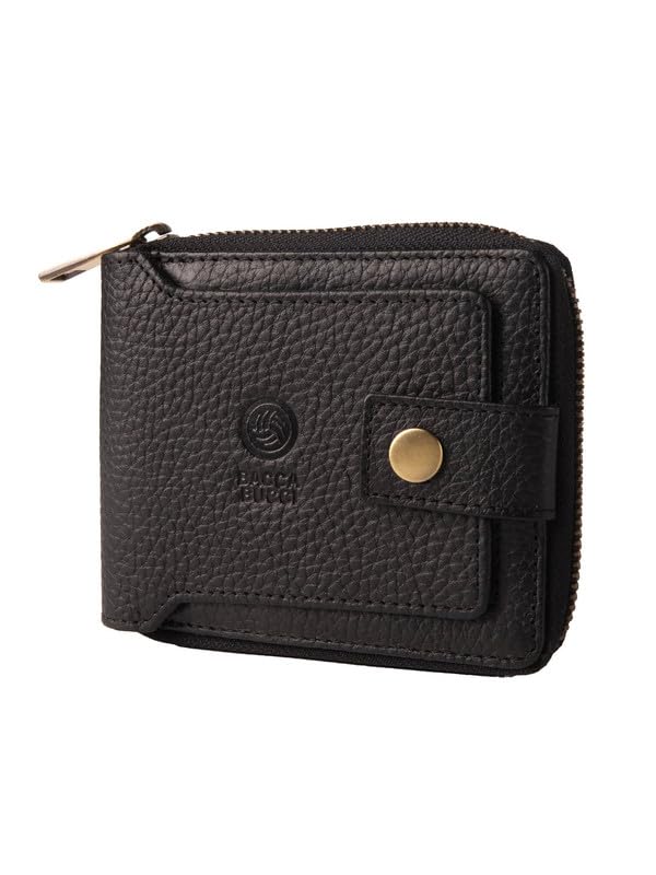Bacca Bucci Urban Vault Genuine Leather Wallet for Men Black and Gold
