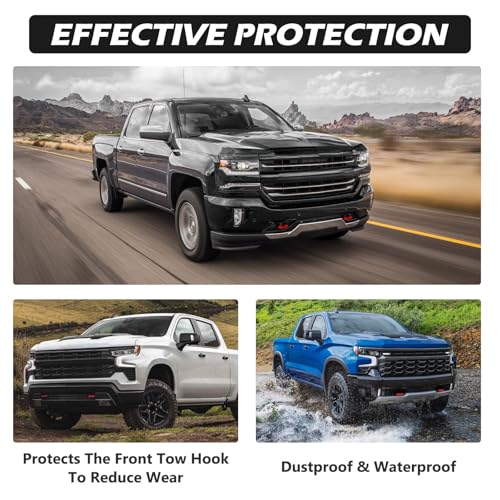 Image of Tow Hook Covers Fit for Chevy Silverado 1500 2007-2026 /GMC Sierra 1500 2007-2018, Customized Car Tow Hooks Compatible with Chevrolet Silverado 1500 Accessories 2007-2026 (Red)
