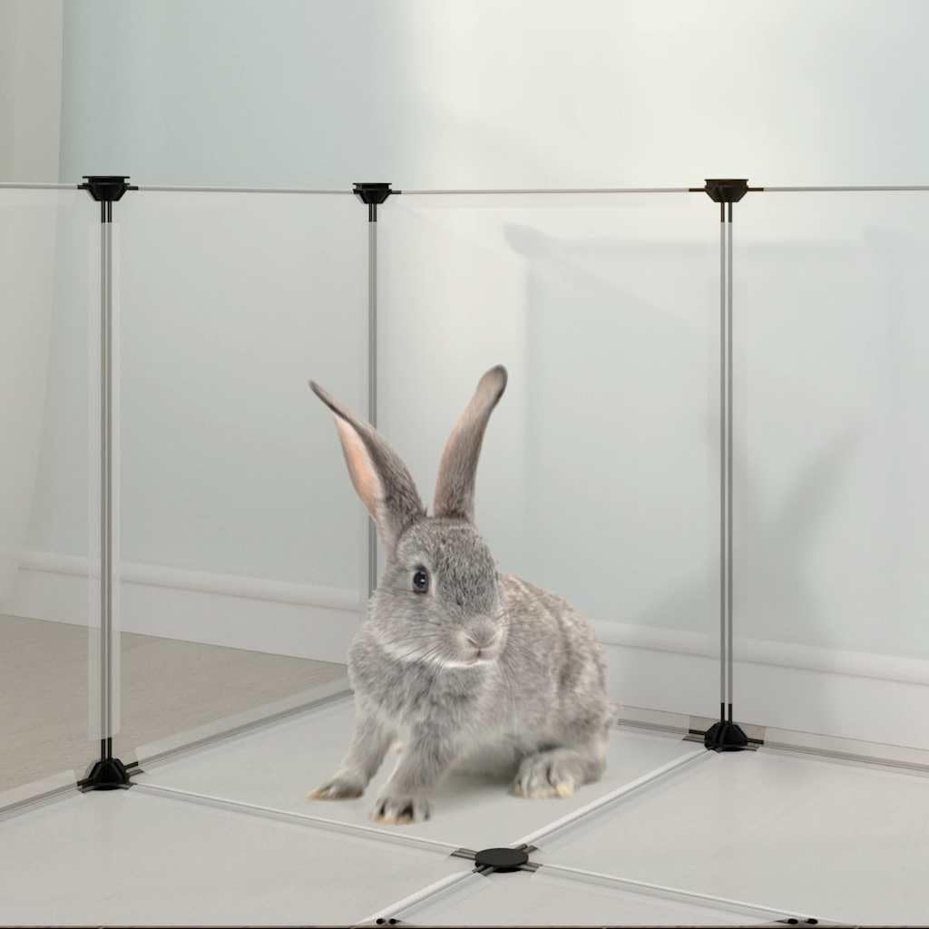 Jaula transparente de polipropileno y acero para animales pequeños, 144 x 74 x 46,5 cm, plegable y ampliable, para conejos, cobayas, hámsters, interiores, exteriores, viviendas y jardín