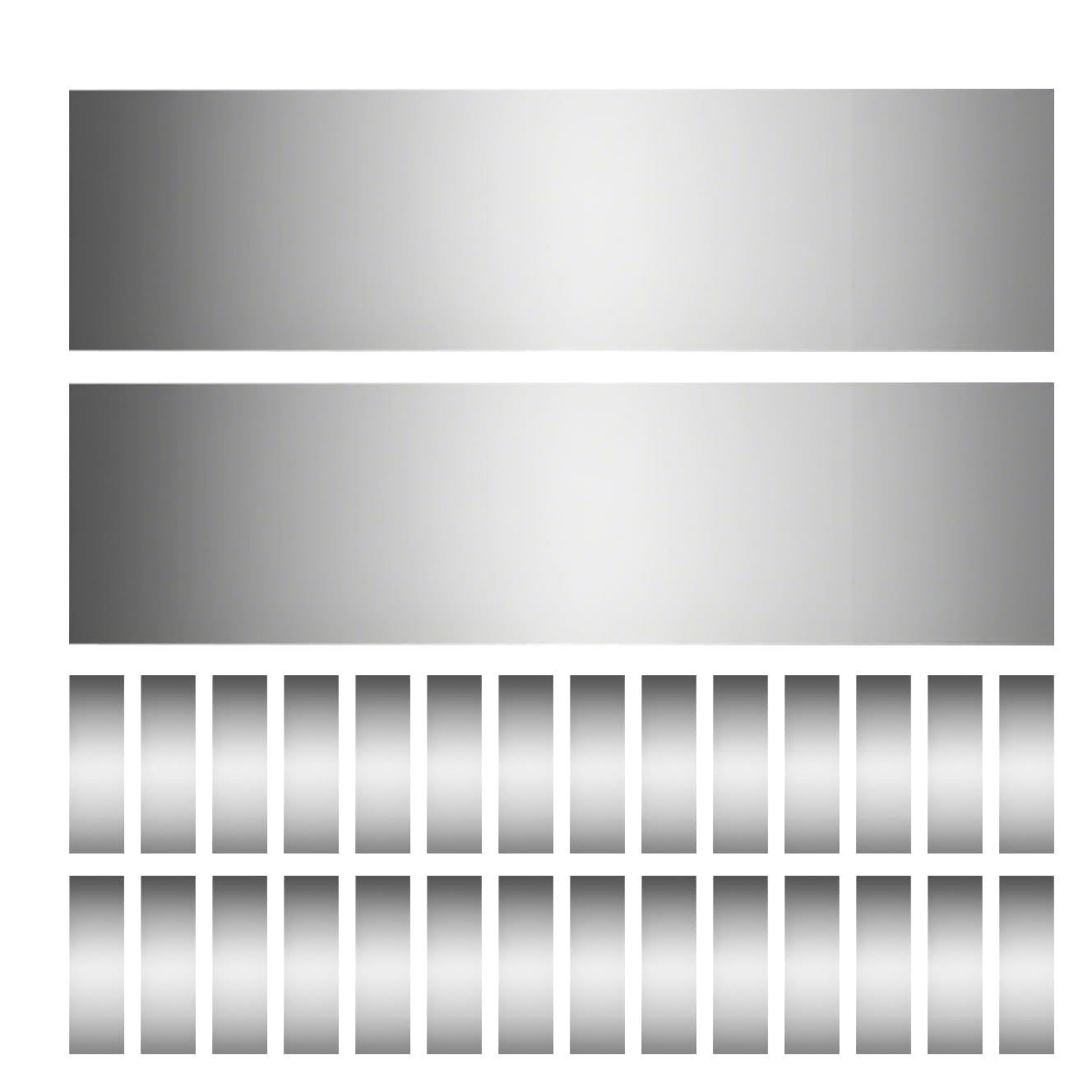 30pcs Shim Stock Assortment - Stock Metal Shims，304 Stainless Steel，2" Width x 6" Length，10 Different Width,3 for Each Thickness