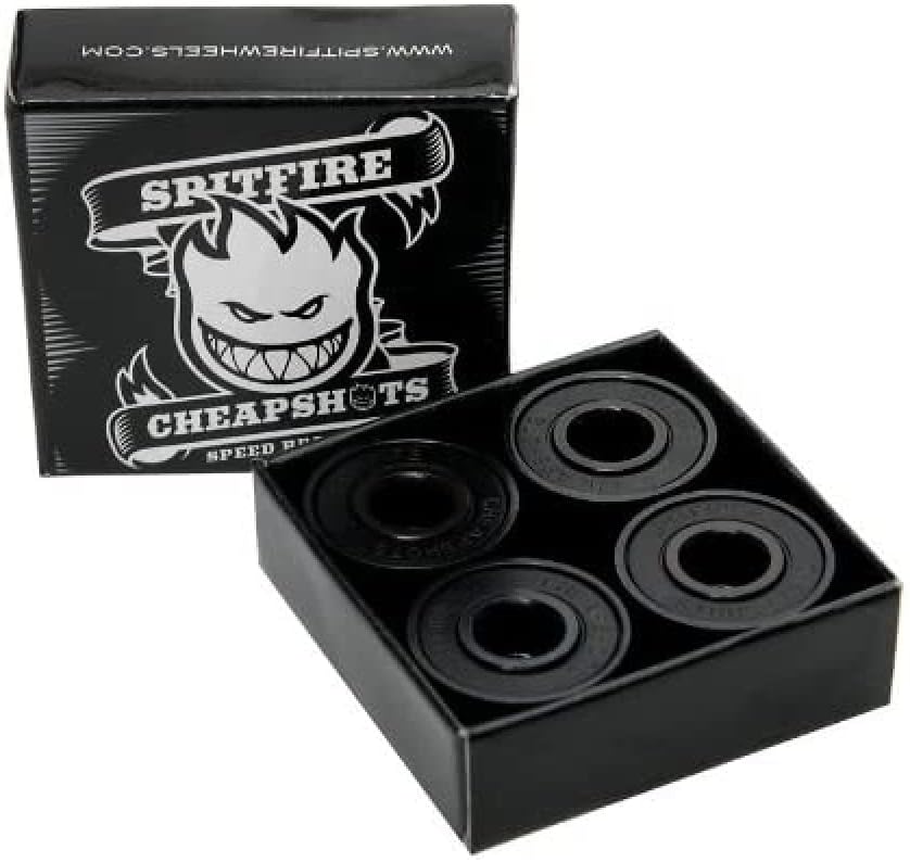 Spitfire Skateboard Wheels Cheapshots Bearings - Includes 8 Bearings and Bighead Sticker - Removable Black Shields - for All Types of Skateboarding - Fits All Trucks and Wheel Combos
