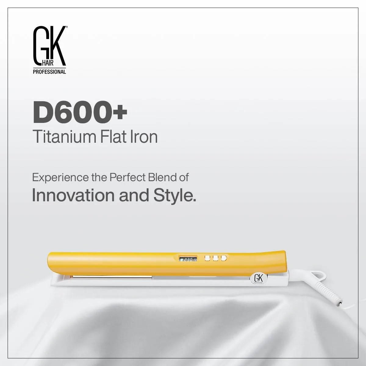 GKhair Global Keratin D700 flache Eisen-Titanplatten mit Nass- und Trocken-Styling-Funktion, automatische Abschaltung, 360 Grad drehbare Schnur, Haar für lockiges