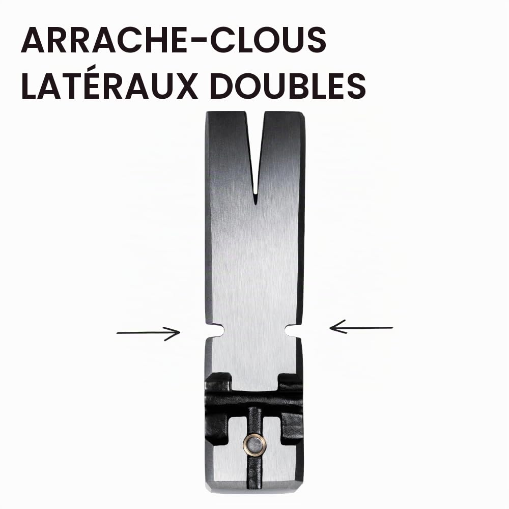 Klein Tools H80920S Marteau de charpentier à tête lisse avec griffe droite, acier forgé, extracteur de clous magnétique et surface de frappe carrée extra large
