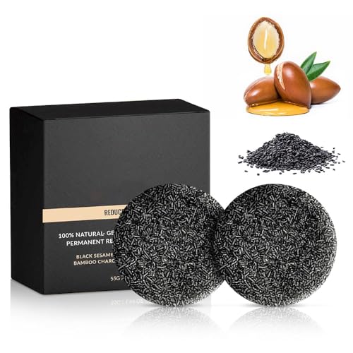 Jabón en barra para revertir las canas, champú en barra negro, para oscurecer el cabello y la barba, limpiar en profundidad y nutrir el cuero cabelludo, para hombres y mujeres,2PCS