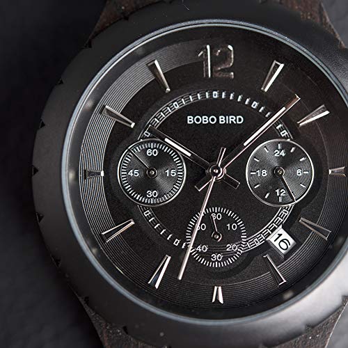 BOBO-BIRD-Mens-Luxury-Stylish-Wooden-Watches-Date-Chronograph-Military-Quartz-Timepieces