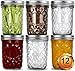VERONES Wide Mouth Mason Jars 16oz, 12 Pack 16 oz Wide Mouth Mason Jars with Lids and Bands, Ideal for Jam, Honey, Wedding Favors, Shower Favors