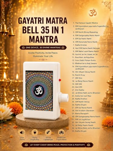Image of 35-in-1 Gayatri Mantra Chanting Box | Hindu Spiritual Audio Player with Glowing Front | Om Chanting Device for Peace, Prosperity & Meditation | Plug & Play Mantra Machine Adjustable Volume, White