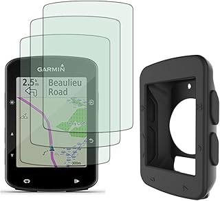 Screen Protector (3+1pack) for Garmin Edge 520 Plus/Edge 520 Gps and Silicone Case Cover,Tempered Glass Film Anti-Scratch High Definition Full Coverage Transparent, 80*55MM