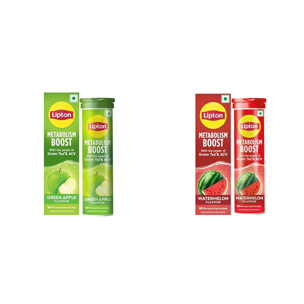 Lipton Metabolism Boost with 150mg Green Tea Catechins and 50mg ACV (Apple Cider Vinegar) | For Weight Loss & Fat Burn | Zero Calories | 16N Effervescent Tablets | Green Apple Flavour|Lipton-image-9