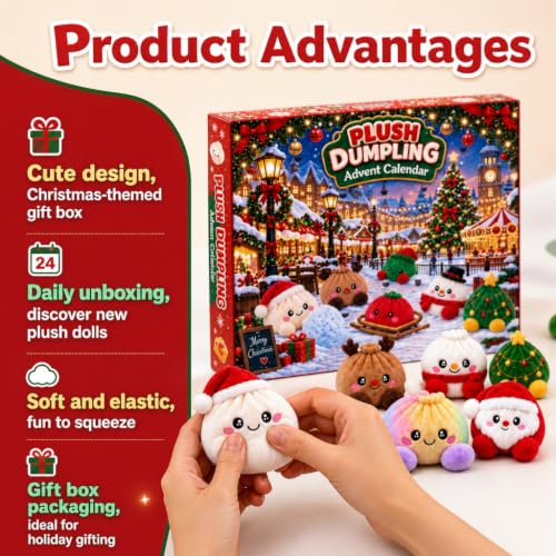 Christmas Plush Dumpling Advent Calendar 2026, 24 Days Countdown Calendar, Festive Holiday Gift Adults - image 7