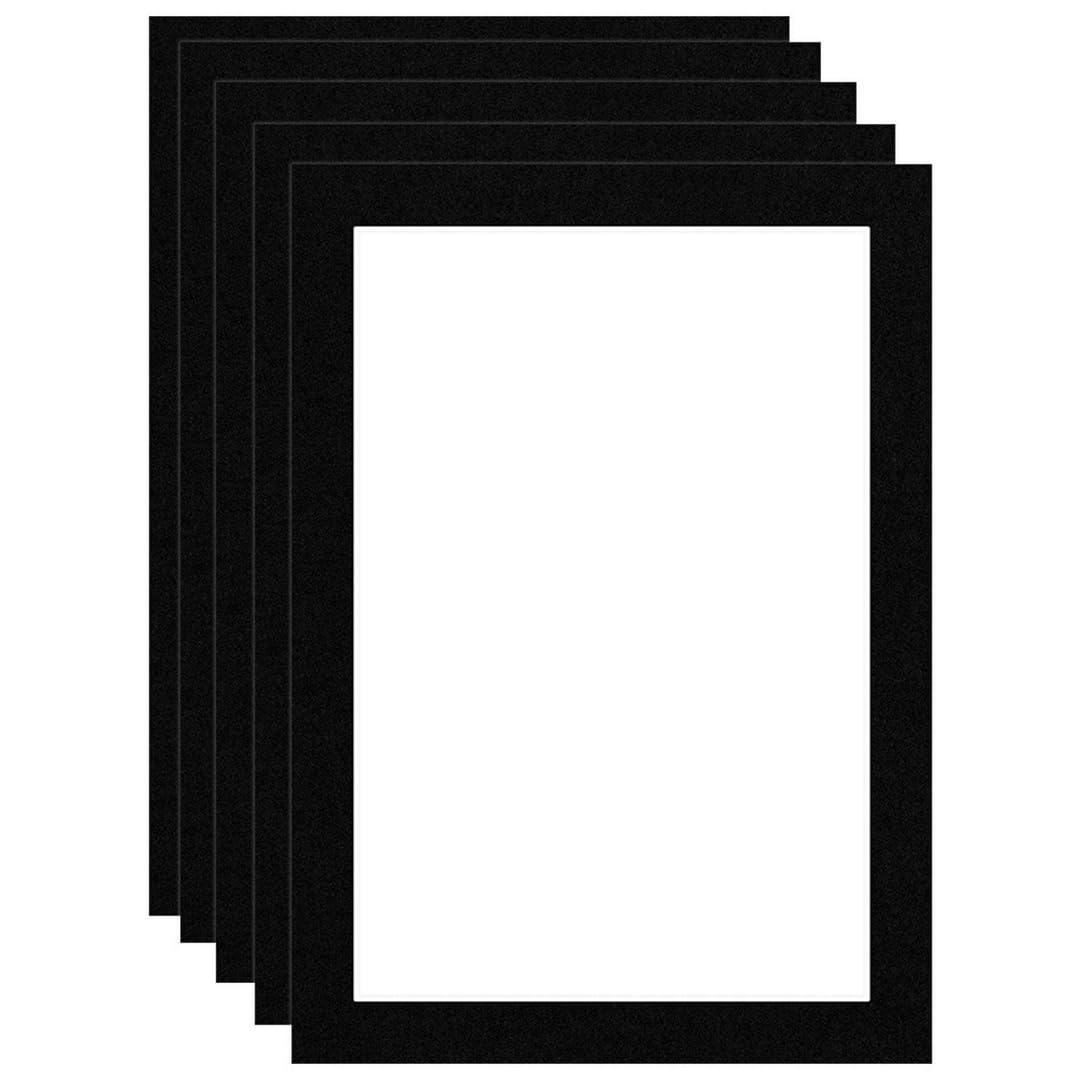 Procut Global 7x5" Black Picture Mounts Board to Fit 6x4" Aperture Size - Photo Mount Card Ideal for Prints, Artwork, Crafts & Certificates - Sizes & Colors Available - Pack of 5