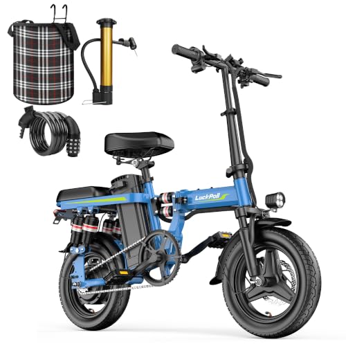 Image of Lightweight Folding Mini Electric Bike for Adults-14 Inch Electric Bicycles Ebike,2000W /1000W, 40 /28MPH,52V 25Ah & 48V 13Ah,50-80 Mile Long-Range, Removable Battery