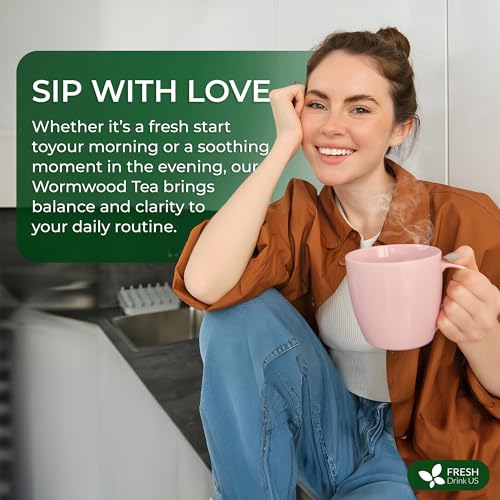 Image of FreshDrinkUS, Premium Wormwood Tea - 135 Tea Bags - Handcrafted Herbal Blend, Caffeine-Free - Smooth Taste & Naturally Refreshing.