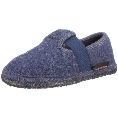 Haflinger Joschi 621002 - Zapatillas de casa de tela para niños, Azul, 25