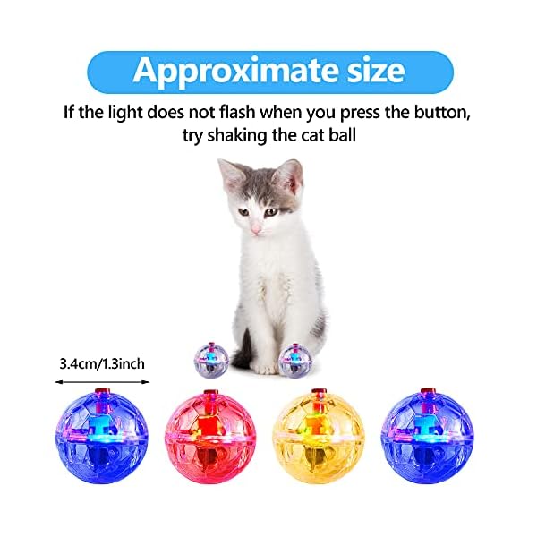 Frienda 4 pieces ghost hunting cat ball motion light up cat balls led motion activated cat ball motion light up cat dog interactive toy pet glowing mini running exercise ball toys for animals activity - image 3