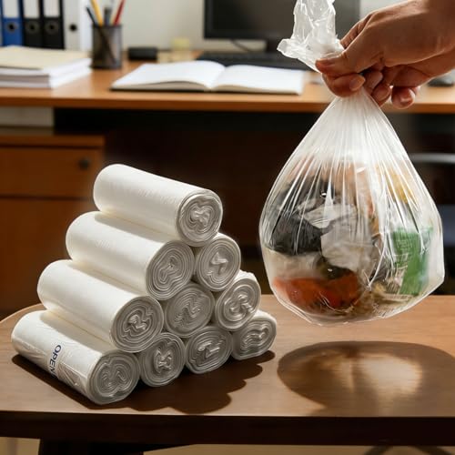 WEFHEF 300PCS Bolsas de Basura 3L Pequeñas, Mini Bolsas de Basura Transparentes, Pequeñas Bolsa Basura Impermeables y Antiderrames, para Cocina, Salón, Baños, Oficina y Coche 30x35 cm