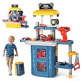 Cassetta Attrezzi Bambini Banco da Lavoro - 46 Pezzi Attrezzi Giocattolo Costruzioni Educativi Giochi con Trapano Elettrico Attrezzi Lavoro Regalo di Natale per Bambini Ragazzo Ragazza 3 4 5 6 7 Anni