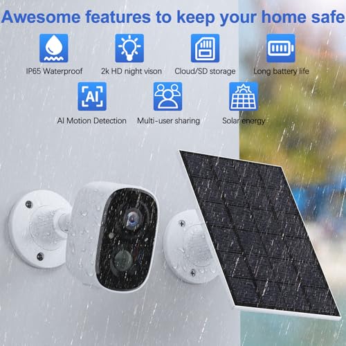 2K-Solar-Security-Camera-Outdoor-Wireless-2K-HD-Outdoor-Security-Camera-for-Home-Battery-Powered-24g-WiFi-2K-HD-Camera-2-Way-Talk-Color-Night-Vision-IP65-Waterproof