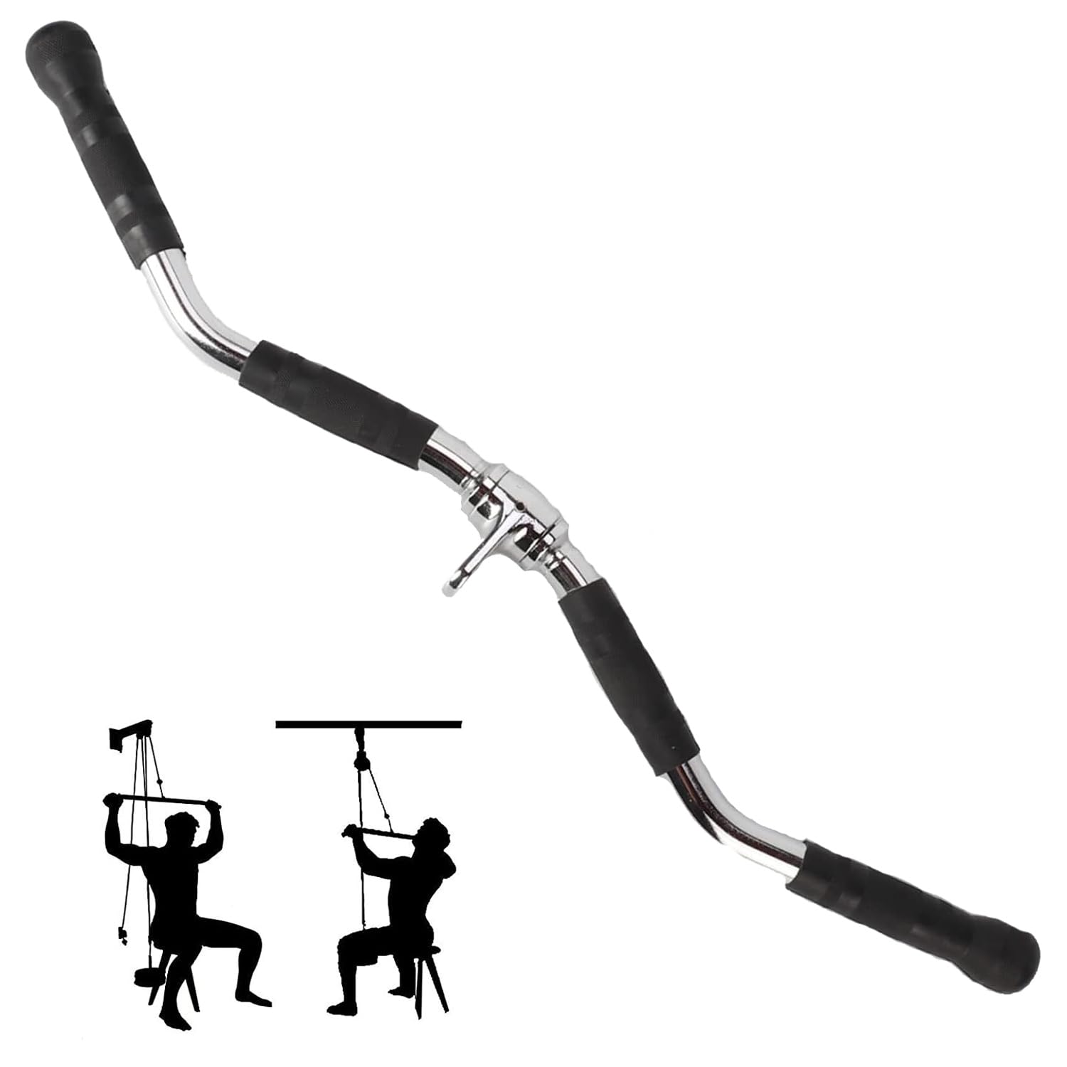 tonchean Barra de tracción hacia abajo, barra de tracción hacia abajo, tipo W, cable de fijación a máquina, mango de fitness, barra desplegable de tríceps, barra de polea de presión para abdominales