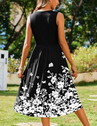 Image of Zeagoo Women's Summer Tank Midi Dress with Pockets Floral Sleeveless A-Line Casual Loose T-Shirt Dresses Beach Sundress 2026