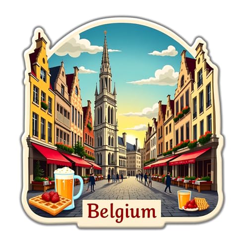 Image of Naxon Belgium Theme Souvenir Fridge Magnet - 3x3 Inch Stylish Refrigerator Magnet for Kitchen & Home Decor | Travel Souvenir Gift from Belgium | Fridge Decoration Magnet | Pack of 1