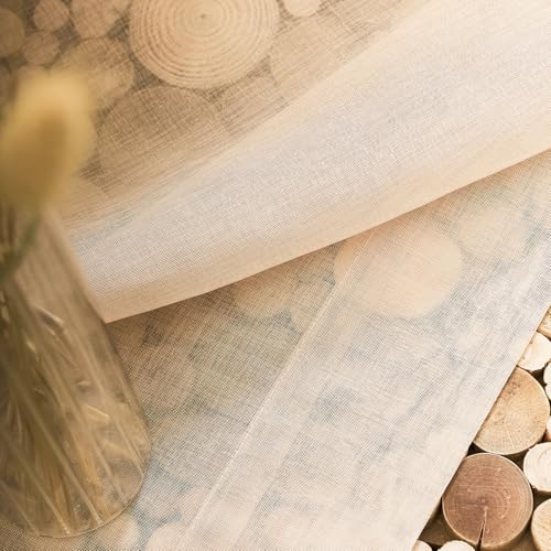 Image of MYSTIC-HOME Sheer Curtains Taupe 45 Inch Length, Rod Pocket Voile Drapes for Living Room, Bedroom, Window Treatments Semi Crinkle Curtain Panels for Yard, Patio, Villa, Parlor, Set of 2, 52 inchx 45 inch
