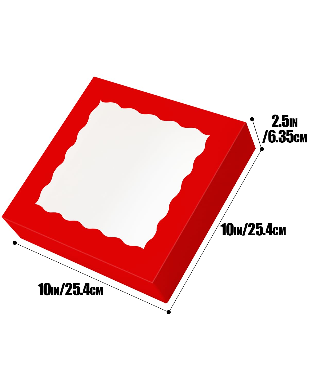 Zuurstokroze taartdoos van FSC karton met venster van 20x20x25cm