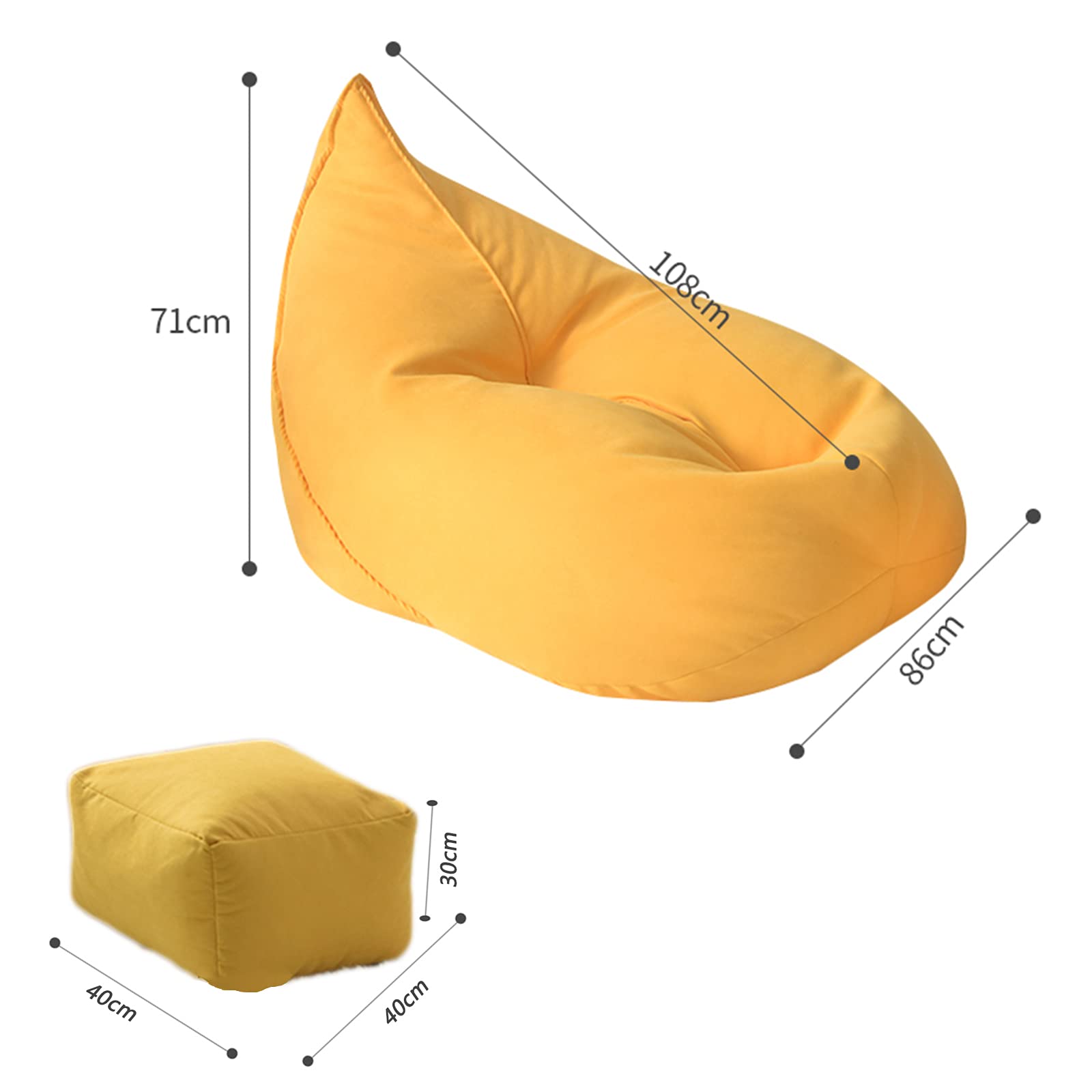Pouf a Sacco Puff Poltrona (Senza Imbottitura) Perfetta per Leggere, Guardare Film, Giocare ai Videogiochi o Passare Il Tempo Fodera,off White