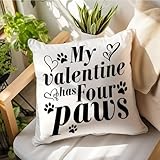 lmmixee federa per cuscino di san valentino con scritta my valentine has four paws, 61 x 61 cm, per san valentino, anniversario, matrimonio, decorazione per divano, soggiorno, camera da letto